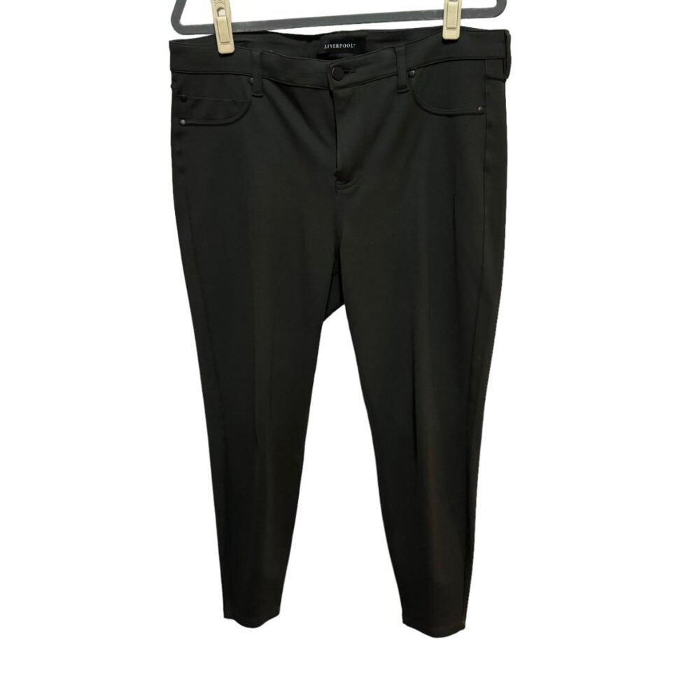 Liverpool - Ponte Stretch button / zip skinny Pants - Size 14P (32) Olive Green